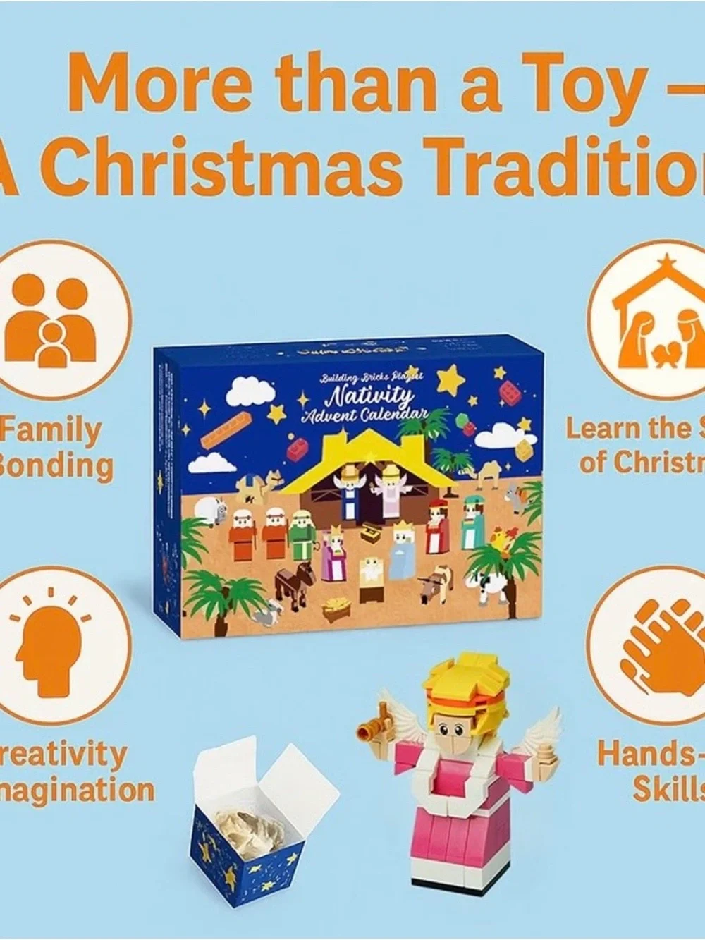 Nativity Advent Calendar Building Bricks Playset 24 Days of play & learning
